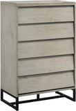 Weston Industrial Mid Century Chest of Drawers - Grey Stone Finish with Matte Black Base Charm