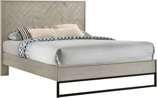 Weston Industrial Mid Century Bed with Stylish Matte Black Base for Modern Bedroom Elegance