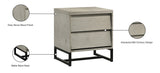 Weston Industrial Mid Century Nightstand with Grey Stone Wood Finish & Matte Black Base Charm