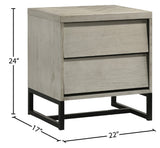 Weston Industrial Mid Century Nightstand with Grey Stone Wood Finish & Matte Black Base Charm