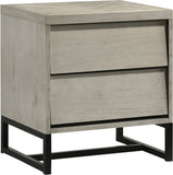 Weston Industrial Mid Century Nightstand with Grey Stone Wood Finish & Matte Black Base Charm