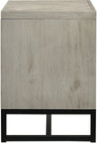 Weston Industrial Mid Century Nightstand with Grey Stone Wood Finish & Matte Black Base Charm