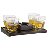 The Wine Savant Cigar Glasses Tray & Ash Tray, 4 Whiskey Cigar Glasses