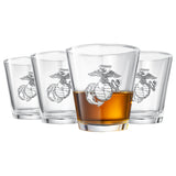 Marine USMC Whiskey & Wine Glasses Set of 4