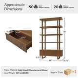 Modern Fluted Wood Bookshelf with Cabinet Storage