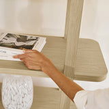 Modern Fluted Wood Bookshelf with Cabinet Storage