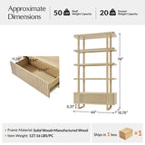 Modern Fluted Wood Bookshelf with Cabinet Storage
