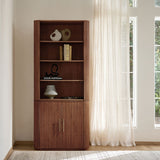 Silvia Modern Fluted Wood Bookcase Cabinet