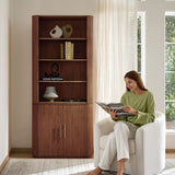 Silvia Modern Fluted Wood Bookcase Cabinet