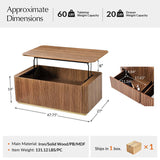 Multifunctional Slatted Design Lift-Top Coffee Table with Hidden Storage and Drawers