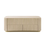 Multifunctional Slatted Design Lift-Top Coffee Table with Hidden Storage and Drawers
