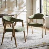 Elena Mid-Century Modern Upholstered Dining Chair with Solid Wood Legs,Set Of 2