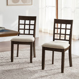 Paulina American Country Solid Wood Checkered Back Dining Chair,Set of 2