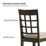 Paulina American Country Solid Wood Checkered Back Dining Chair,Set of 2