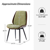 Axia Mid-Century Modern Dining Chair with Upholstered Seat & Metal Legs