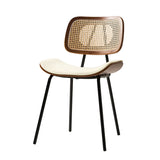 7-Piece Modern Space Saving Dining Table with Mid-Century Rattan Chairs Set