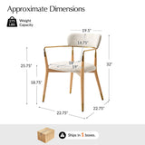 Sabina Modern Dining Chair with Wooden Legs & Metal Armrests ,Set of 2