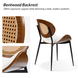 Flora Curved Wood Backrest Faux Leather Upholstery Cushion Dining Chair (Optional Types)