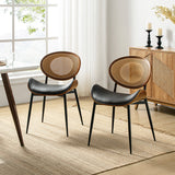 Flora Curved Wood Backrest Faux Leather Upholstery Cushion Dining Chair (Optional Types)