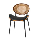 Flora Curved Wood Backrest Faux Leather Upholstery Cushion Dining Chair (Optional Types)