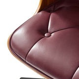 Brigida Curved Wood Back Genuine Leather Office Chair