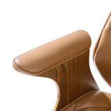 Brigida Curved Wood Back Genuine Leather Office Chair
