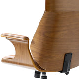 Brigida Curved Wood Back Genuine Leather Office Chair