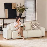 Terra Cloud 139" Boneless Sectional Sofa with Table - Deep-Seated Sectional for Modern Living Rooms