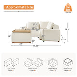 Terra Cloud 139" Boneless Sectional Sofa with Table - Deep-Seated Sectional for Modern Living Rooms