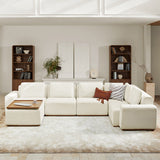 Terra Cloud 139" Boneless Sectional Sofa with Table - Deep-Seated Sectional for Modern Living Rooms