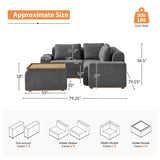 Terra Cloud 139" Boneless Sectional Sofa with Table - Deep-Seated Sectional for Modern Living Rooms