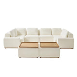 Terra Cloud 139" Boneless Sectional Sofa with Table - Deep-Seated Sectional for Modern Living Rooms