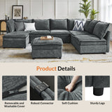 Harmetrix 8-Seater Soft Sectional Couch with Storage