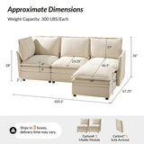 Victoria Oversized Modular Sectional Sofa with Hidden Storage and Removable Slipcovers