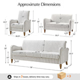 4-Piece Striped Farmhouse Living Room Set (Sofa, Loveseat, Recliner & Lift-Top Coffee Table
