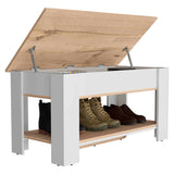 Tuhome Austin Storage Table with Liftable Top Compartment, Extendable Table Shelf, Lower Shoe Rack Shelf, Modern Entryway and Living Room Organizer, Functional Storage Furniture with Clean Contemporary Design