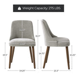 Zara Dining Chair with Curved Backrest, Natural Wood Legs & Comfortable Cushion,Set of 2