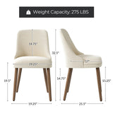 Zara Dining Chair with Curved Backrest, Natural Wood Legs & Comfortable Cushion,Set of 2