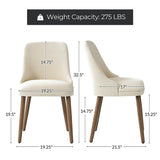 Zara Dining Chair with Curved Backrest, Natural Wood Legs & Comfortable Cushion,Set of 2