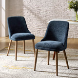 Zara Dining Chair with Curved Backrest, Natural Wood Legs & Comfortable Cushion,Set of 2