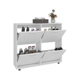 Opal 4-Door Shoe Rack Cabinet with Multiple Interior Shelves, Modern Footwear Storage Solution for Entryways, Bedrooms, and Closets, Freestanding Design for Maximum Organization