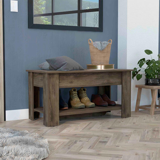 Tuhome Austin Storage Table with Liftable Top Compartment, Extendable Table Shelf, Lower Shoe Rack Shelf, Modern Entryway and Living Room Organizer, Functional Storage Furniture with Clean Contemporary Design