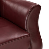Hugo Traditional Style Curved Genuine Leather Elegant Sofa