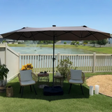PURPLE LEAF Double-Sided Market Umbrella Large Rectangular Patio Umbrellas with Base