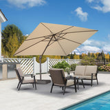 PURPLE LEAF Patio Cantilever Umbrella with Aluminum Offset Hanging for Pool Garden Deck
