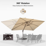 PURPLE LEAF Patio Cantilever Umbrella with Aluminum Offset Hanging for Pool Garden Deck
