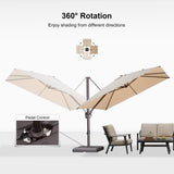 PURPLE LEAF Patio Cantilever Umbrella with Aluminum Offset Hanging for Pool Garden Deck