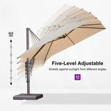 PURPLE LEAF Patio Cantilever Umbrella with Aluminum Offset Hanging for Pool Garden Deck