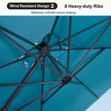 PURPLE LEAF Patio Table and Umbrella Set, 10×13 ft Grey Pole Cantilever Outdoor Umbrella with Base