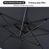 PURPLE LEAF Patio Table and Umbrella Set, 10×13 ft Grey Pole Cantilever Outdoor Umbrella with Base